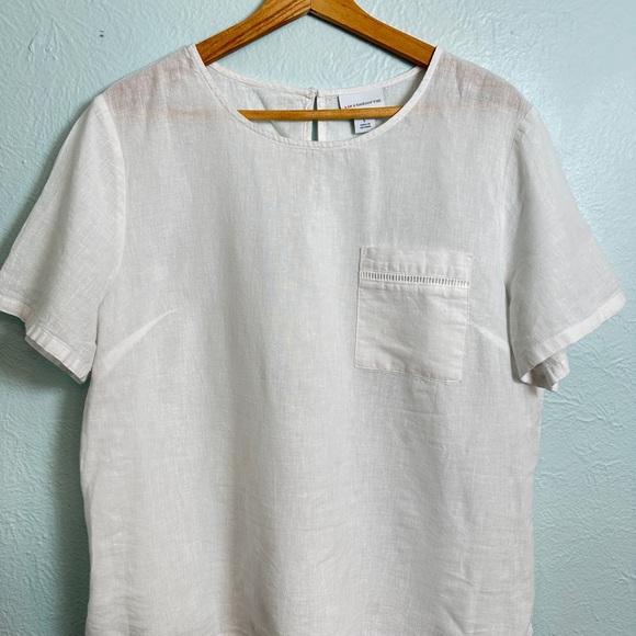 Liz Claiborne Tops - Liz Claiborne White Linen Blend Women’s Short Sleeve Shirt Size L
